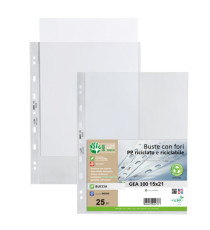 Buste forate Gea 100 - PP riciclato - buccia medium - 15 x 21 cm - Sei rota - conf. 25 pezzi