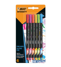 Fineliner Intensity - punta 0,8 mm - tratto 0,4 mm - colori assortiti Rainbow - Bic - astuccio 6 pezzi Fineliner Intensity - punta 0,8 mm - tratto 0,4 mm - colori assortiti Rainbow - Bic - astuccio 6 pezzi