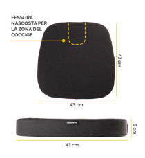 Cuscino Breyta Comfort - 6 x 43 x 43 cm - in tessuto - nero - Fellowes Cuscino Breyta Comfort - 6 x 43 x 43 cm - in tessuto - nero - Fellowes