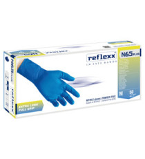 Guanti in nitrile N65 Plus - senza polvere - taglia M - blu - Reflexx - conf. 50 pezzi Guanti in nitrile N65 Plus - senza polvere - taglia M - blu - Reflexx - conf. 50 pezzi