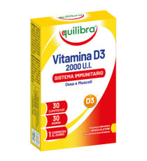 Integratore Vitamina D3 - 2000 UI -  sistema immunitario, ossa & muscoli - 30 compresse (2,43 gr cad.) - Equilibra Integratore Vitamina D3 - 2000 UI -  sistema immunitario, ossa & muscoli - 30 compresse (2,43 gr cad.) - Equilibra