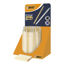Penna Cristal Shine - fusto oro/argento - Bic - expo 40 pezzi Penna Cristal Shine - fusto oro/argento - Bic - expo 40 pezzi