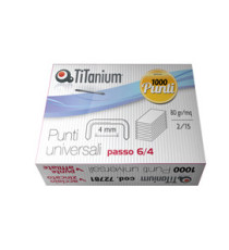 Punti universali - 6/4 - acciaio/zinco cromato - metallo - Titanium - conf. 1000 punti Punti universali - 6/4 - acciaio/zinco cromato - metallo - Titanium - conf. 1000 punti