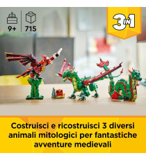 Lego Creator 3 in 1 - Drago medievale - Lego 31161 Si trasforma in Drago,Serpente Marino o in Fenice 715pz Anni 9+ Lego Creator 3 in 1 - Drago medievale - Lego 31161 Si trasforma in Drago,Serpente Marino o in Fenice 715pz Anni 9+
