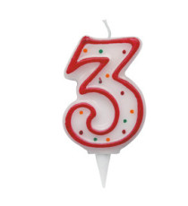 Candelina Zuccherino - numero 3 - H 8.5 cm - Big Party Candelina Zuccherino - numero 3 - H 8.5 cm - Big Party