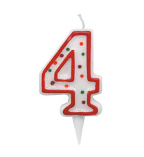 Candelina Zuccherino - numero 4 - H 8.5 cm - Big Party Candelina Zuccherino - numero 4 - H 8.5 cm - Big Party