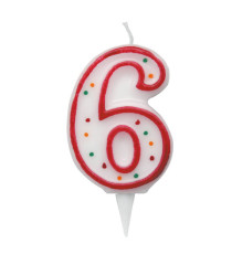 Candelina Zuccherino - numero 6 - H 8.5 cm - Big Party Candelina Zuccherino - numero 6 - H 8.5 cm - Big Party