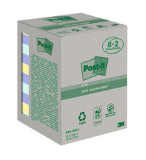 Blocco foglietti Post-it - 654-RCP10 - 76 x 76 mm - carta riciclata - colori pastel - 100 fogli - Post-it - conf. 10 pez
