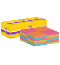 Blocco foglietti Post-it Super Sticky - 654-SS-VP24COL - 76 x 76 mm - colori assortiti - 90 fogli - Post-it - conf. 24 b