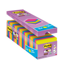 Blocco foglietti Post-it Super Sticky - 654-SS-VP24COL - 76 x 76 mm - colori assortiti - 90 fogli - Post-it - conf. 24 b Blocco foglietti Post-it Super Sticky - 654-SS-VP24COL - 76 x 76 mm - colori assortiti - 90 fogli - Post-it - conf. 24 b