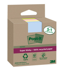 Blocco foglietti Post-it SuperSticky Green - 654R-SSCOL3+1 - 76 x 76 mm -  carta riciclata - colori pastello assortiti - Blocco foglietti Post-it SuperSticky Green - 654R-SSCOL3+1 - 76 x 76 mm -  carta riciclata - colori pastello assortiti -