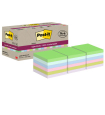 Blocco foglietti Post-it SuperSticky Green - SSCOL14+4 - 76 x 76 mm - carta riciclata - colori pastello assortiti - 70 f Blocco foglietti Post-it SuperSticky Green - SSCOL14+4 - 76 x 76 mm - carta riciclata - colori pastello assortiti - 70 f