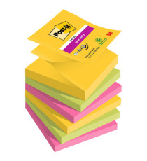 Blocco foglietti Super Sticky Z-Notes - R330-6SS-CARN - 76 x 76 mm - colori asssortiti - 90 fogli - Post-it - conf. 6 pe Blocco foglietti Super Sticky Z-Notes - R330-6SS-CARN - 76 x 76 mm - colori asssortiti - 90 fogli - Post-it - conf. 6 pe