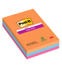 Blocco Post-it Super Sticky - 4690-3SS-BOOS - a righe - 101 x 152 mm - colori Boost - 90 fogli - Post-it - conf. 3 pezzi Blocco Post-it Super Sticky - 4690-3SS-BOOS - a righe - 101 x 152 mm - colori Boost - 90 fogli - Post-it - conf. 3 pezzi