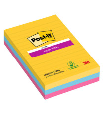 Blocco Post-it Super Sticky - 4690-3SS-CARN - a righe - 101 x 152 mm - colori Carnival - 90 fogli - Post-it - conf. 3 pe Blocco Post-it Super Sticky - 4690-3SS-CARN - a righe - 101 x 152 mm - colori Carnival - 90 fogli - Post-it - conf. 3 pe