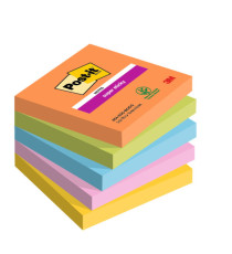 Blocco Post-it Super Sticky - 654-5SS-BOOS - 76 x 76 mm - colori Boost - 90 fogli - Post-it - conf. 5 pezzi