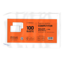 Busta a sacco Competitor FSC - strip adesivo - 16 x 23 cm - 80 gr - bianco - Pigna Envelopes - conf. 100 pezzi