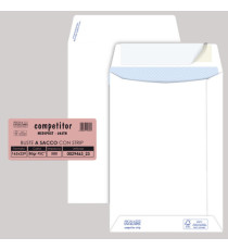 Busta a sacco Competitor FSC - strip adesivo - 16 x 23 cm - 80 gr - bianco - Pigna Envelopes - conf. 500 pezzi