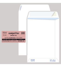 Busta a sacco Competitor FSC - strip adesivo - 19 x 26 cm - 80 gr - bianco - Pigna Envelopes - conf. 100 pezzi