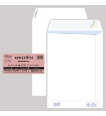 Busta a sacco Competitor FSC - strip adesivo - 19 x 26 cm - 80 gr - bianco - Pigna Envelopes - conf. 100 pezzi