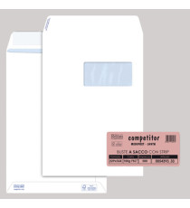 Busta a sacco Competitor FSC - strip adesivo - con finestra - 23 x 33 cm - 100 gr - bianco - Pigna Envelopes - conf. 500