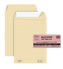 Busta a sacco Multi Strip - strip adesivo - 23 x 33 cm - 100 gr - carta riciclata FSC - avana - Pigna Envelopes - conf.