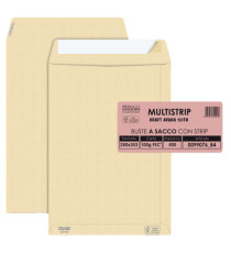 Busta a sacco Multi Strip - strip adesivo - 25 x 35,3 cm - 100 gr - carta riciclata FSC - avana - Pigna Envelopes - conf