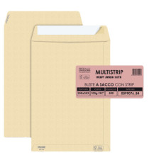 Busta a sacco Multi Strip - strip adesivo - 25 x 35,3 cm - 100 gr - carta riciclata FSC - avana - Pigna Envelopes - conf