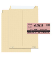 Busta a sacco Multi Strip - strip adesivo - 30 x 40 cm - 100 gr - carta riciclata FSC - avana - Pigna Envelopes - conf.