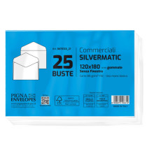Busta Busta Silver Matic FSC - senza finestra - gommata - 12 x 18 cm - 80 gr -  bianco - Pigna Envelopes - conf. 25 pezz Busta Busta Silver Matic FSC - senza finestra - gommata - 12 x 18 cm - 80 gr -  bianco - Pigna Envelopes - conf. 25 pezz