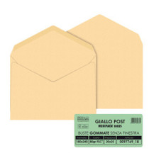 Busta Giallo Postale - gommata - 18 x 24 cm - 80 gr - carta riciclata FSC - giallo - Pigna Envelopes - conf. 25 pezzi