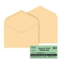 Busta Giallo Postale - gommata - 18 x 24 cm - 80 gr - carta riciclata FSC - giallo - Pigna Envelopes - conf. 25 pezzi