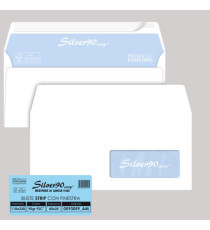 Busta SILVER90 STRIP FSC - bianca - internografata - con finestra - 110 x 230 mm - 90 gr - Pigna Envelopes - conf. 25 pe
