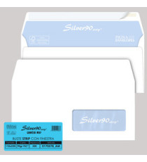 Busta Silver90 Strip FSC - con finestra - internografata - 11 x 23 cm - 90 gr - bianco - Pigna Envelopes - conf. 500 pez