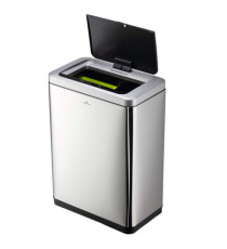 Cestino con sensore No TouchDuo - 2 x 20 L - 46,5 x 27 x 65 cm - acciao/PPL - argento metallizzato - Durable Cestino con sensore No TouchDuo - 2 x 20 L - 46,5 x 27 x 65 cm - acciao/PPL - argento metallizzato - Durable