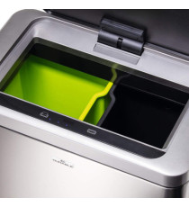 Cestino con sensore No TouchDuo - 2 x 20 L - 46,5 x 27 x 65 cm - acciao/PPL - argento metallizzato - Durable Cestino con sensore No TouchDuo - 2 x 20 L - 46,5 x 27 x 65 cm - acciao/PPL - argento metallizzato - Durable