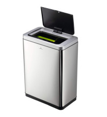 Cestino con sensore No TouchDuo - 2 x 20 L - 46,5 x 27 x 65 cm - acciao/PPL - argento metallizzato - Durable Cestino con sensore No TouchDuo - 2 x 20 L - 46,5 x 27 x 65 cm - acciao/PPL - argento metallizzato - Durable