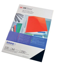 Copertine HiGloss per rilegatura - A4 - 250 gr - cartoncino lucido - nero - GBC - conf. 100 pezzi Copertine HiGloss per rilegatura - A4 - 250 gr - cartoncino lucido - nero - GBC - conf. 100 pezzi