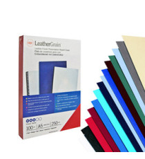 Copertine LeatherGrain per rilegatura - A4 - goffrate - blu - 250 gr - GBC - conf. 100 pezzi