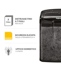 Distruggidocumenti M-7CM - a frammenti - nero - Fellowes Distruggidocumenti M-7CM - a frammenti - nero - Fellowes