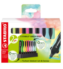 Evidenziatore Stabilo Green Boss - punta a scalpello - tratto 2 - 5mm - colori assortiti - Stabilo - deskset 8 pezzi Evidenziatore Stabilo Green Boss - punta a scalpello - tratto 2 - 5mm - colori assortiti - Stabilo - deskset 8 pezzi