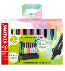 Evidenziatore Stabilo Green Boss - punta a scalpello - tratto 2 - 5mm - colori assortiti - Stabilo - deskset 8 pezzi Evidenziatore Stabilo Green Boss - punta a scalpello - tratto 2 - 5mm - colori assortiti - Stabilo - deskset 8 pezzi
