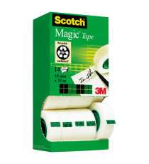Nastro adesivo Magic 810 - 19 mm x 33 m - acrilico - trasparente - Scotch - Multi Pack 12+2 rotoli