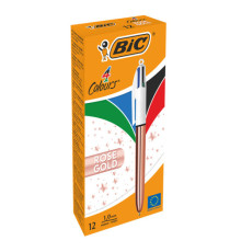 Penna a sfera a scatto 4 colori Rose - 1,0 mm - Bic - scatola 12 pezzi Penna a sfera a scatto 4 colori Rose - 1,0 mm - Bic - scatola 12 pezzi
