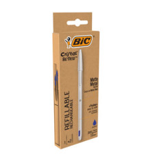 Penna sfera Cristal Re'New - con cappuccio - 1 mm - blu - Bic