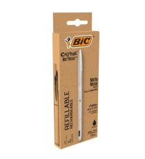 Penna sfera Cristal Re'New - con cappuccio - 1 mm - nero - Bic