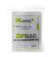 Sacchetti Zip - 10 x 20 cm - PE - trasparente - Ikona+ - conf. 20 pezzi