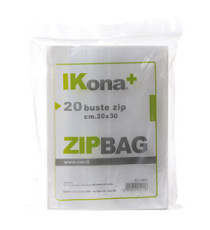 Sacchetti Zip - 10 x 20 cm - PE - trasparente - Ikona+ - conf. 20 pezzi