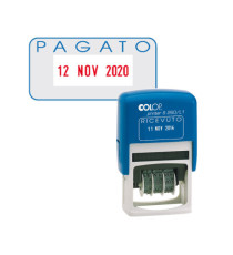 Timbro S260/L2 Datario + PAGATO - 4 mm - autoinchiostrante - bicolore - Colop