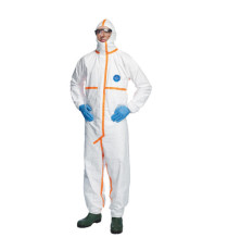 Tuta Tyvek 800J - con nastrature arancioni - taglia XL - bianco - Dupont